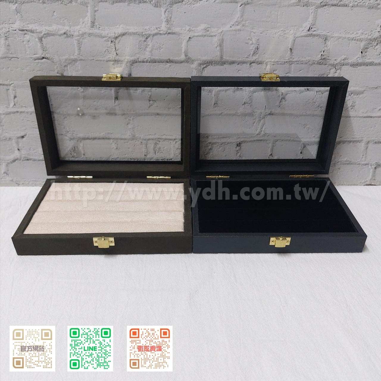 12x18公分玻璃蓋戒指收納盒(紋路紙皮/麂皮)