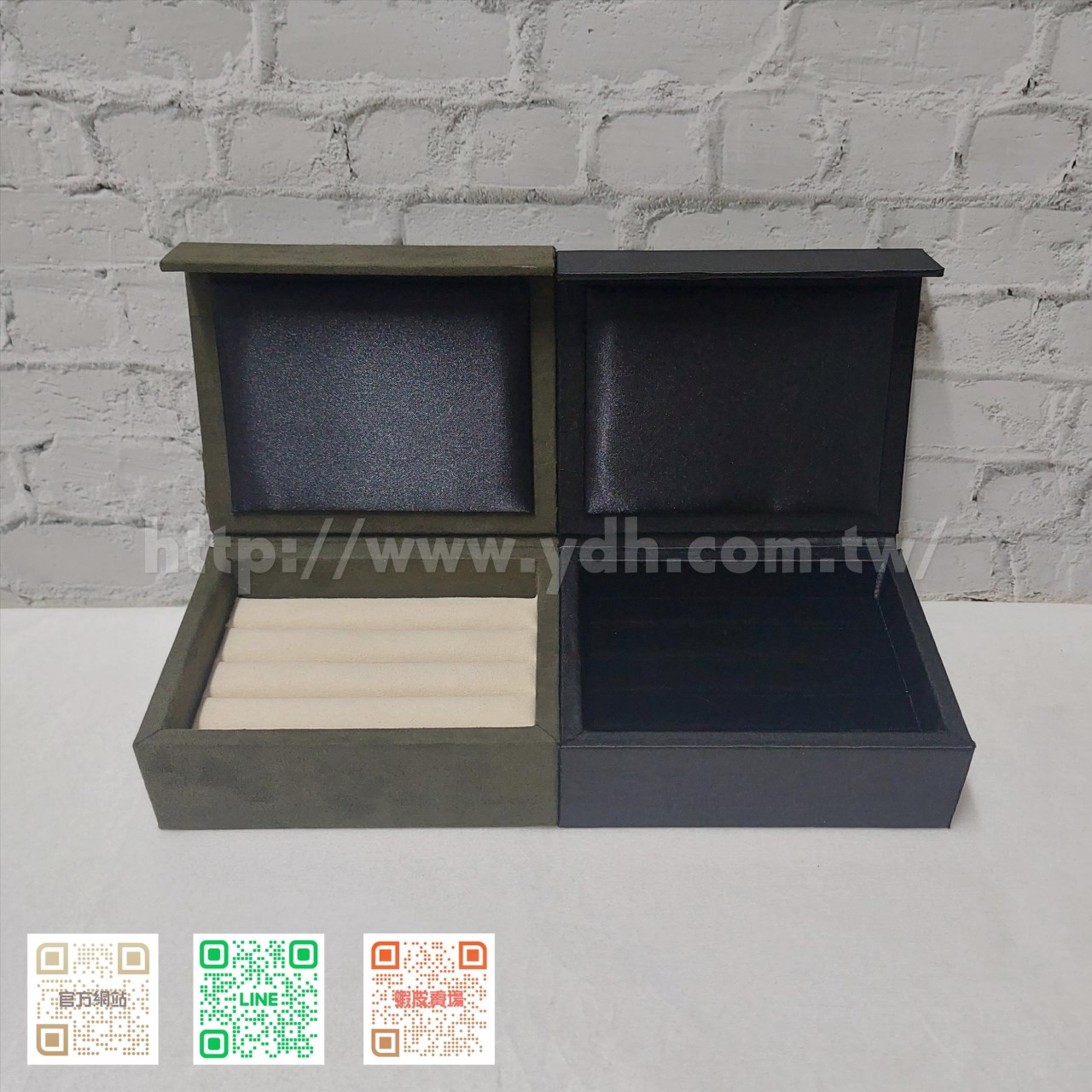 10x13公分磁鐵蓋戒指收納盒(黑鈦絲/麂皮)
